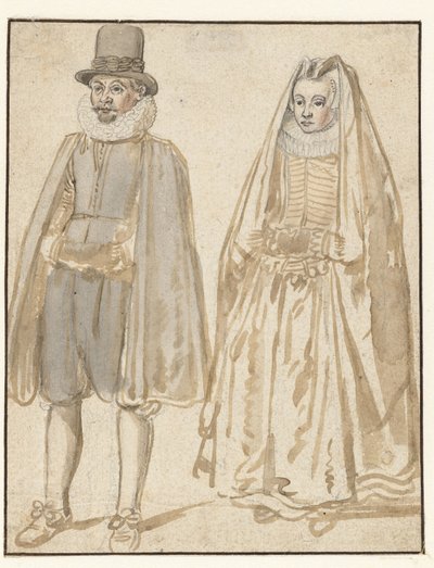 Hombre y mujer de pie, vistos de frente de Hendrick Avercamp