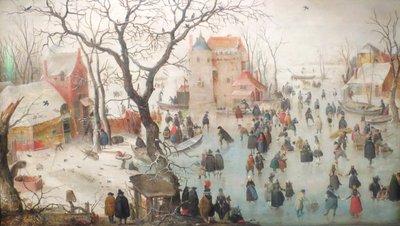 Paisaje invernal con patinadores sobre hielo de Hendrick Avercamp