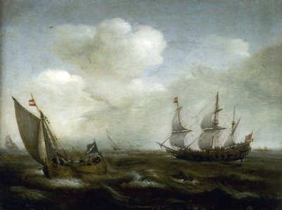 Barco holandés y pesquero en la brisa de Hendrick Cornelisz Vroom
