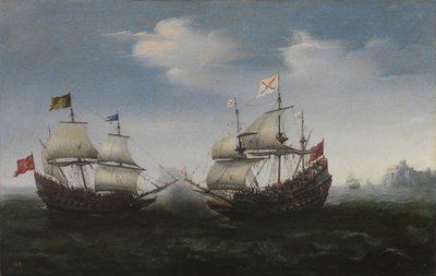 Combate naval contra una costa rocosa, 1627 de Hendrick Cornelisz. Vroom