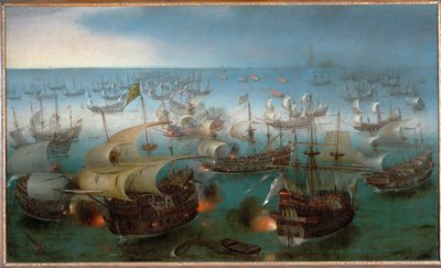 Batalla naval entre la Armada española y las fuerzas navales inglesas (óleo sobre lienzo) de Hendrick Cornelisz Vroom