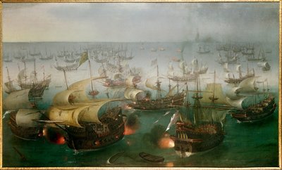 La Armada Invencible contra la flota inglesa: 7º día de la Batalla con la Armada, 07/08/1588 de Hendrick Cornelisz. Vroom