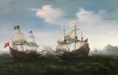 Combate naval contra una costa rocosa de Hendrick Cornelisz. Vroom