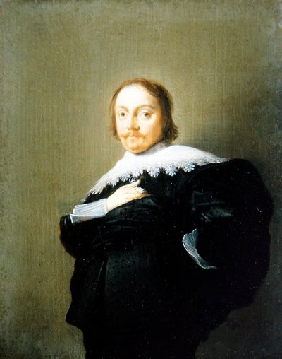 Retrato de un Caballero con Traje Negro y Collar de Encaje de Hendrick Gerritsz Pot