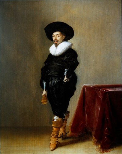 Retrato de un caballero con traje negro y gorguera de Hendrick Gerritsz Pot