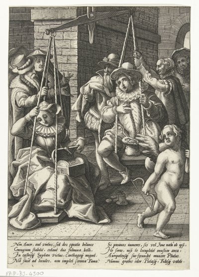 Las escalas de matrimonio El dinero es el verdadero amor. La escala de la boda Proverbios después de Karel van Mander (título de la serie) de Hendrick Goltzius (attributed to workshop of)