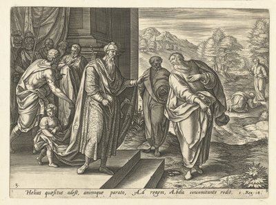 Elías habla por segunda vez con el rey Acab Historia de Elijah (título de la serie) de Hendrick Goltzius (rejected attribution)