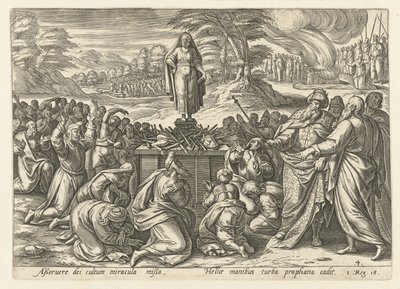 Elías compite con los profetas de Baal Historia de Elijah (título de la serie) de Hendrick Goltzius (rejected attribution)