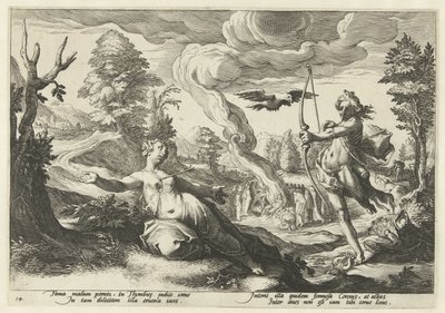 Apolo Doodt Coronis Metamorfosen de Ovidio (título de la serie) de Hendrick Goltzius (workshop of)