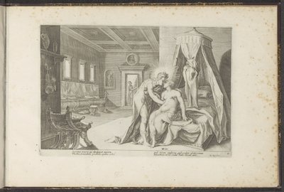 Apolo seduce a Leucotea Metamorfosis de Ovidio (título de la serie) Recreaciones de P. Ovidius Naso (título de la serie) de Hendrick Goltzius (workshop of)