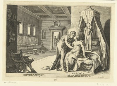Apolo seduce a Leucotea Metamorfosis de Ovidio (título de la serie) de Hendrick Goltzius (workshop of)