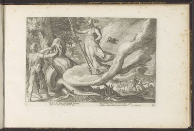 Cadmus siembra los dientes del dragón Metamorfosis de Ovidio (título de la serie) Recreaciones de P. Ovidius Naso (título de la serie) de Hendrick Goltzius (workshop of)