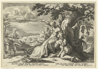 Clymene asigna Faetón a su padre, el dios del sol Metamorfosis de Ovidio (título de la serie) de Hendrick Goltzius (workshop of)