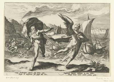 cuervo verandert en een kraai Neptuno en Coronis Metamorfosis de Ovidio (título de la serie) de Hendrick Goltzius (workshop of)