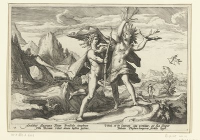 Daphne se convierte en un árbol de laurel Metamorfosis de Ovidio (título de la serie) de Hendrick Goltzius (workshop of)
