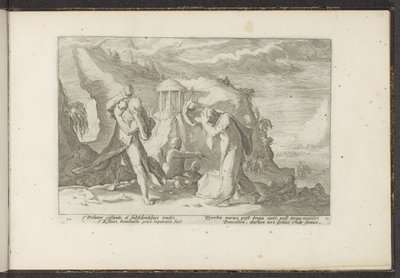 Deucalion y Pyrrha crean una nueva raza humana Metamorfosis de Ovidio (título de la serie) Recreaciones de P. Ovidius Naso (título de la serie) de Hendrick Goltzius (workshop of)