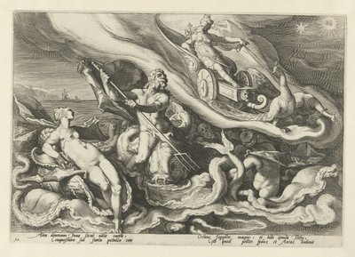 Juno se queja con Thetis y Oceanus Metamorfosis de Ovidio (título de la serie) de Hendrick Goltzius (workshop of)