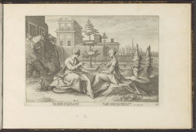 Juno se acerca a Semele disfrazado de Beroe Metamorfosis de Ovidio (título de la serie) Recreaciones de P. Ovidius Naso (título de la serie) de Hendrick Goltzius (workshop of)