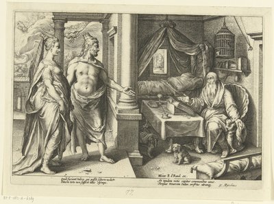 Juno y Júpiter consultan a Tiresias Metamorfosis de Ovidio (título de la serie) de Hendrick Goltzius (workshop of)