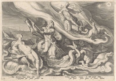 Juno se queja con Thetis y Oceanus Metamorfosis de Ovidio (título de la serie) de Hendrick Goltzius (workshop of)