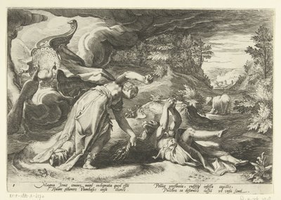 Juno convierte a Calisto en un oso Metamorfosis de Ovidio (título de la serie) de Hendrick Goltzius (workshop of)
