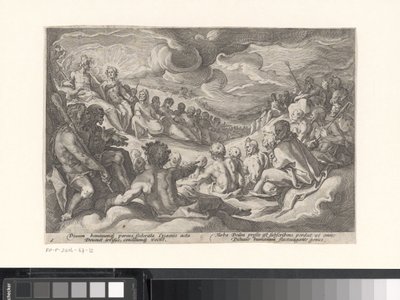 Júpiter pide consejo a los dioses del Olimpo Metamorfosis de Ovidio (título de la serie) de Hendrick Goltzius (workshop of)