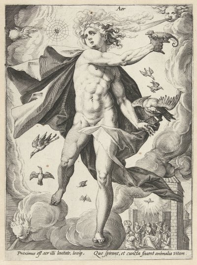 Cielo Aer (título sobre el objeto) Los cuatro elementos (título de la serie) de Hendrick Goltzius (workshop of)