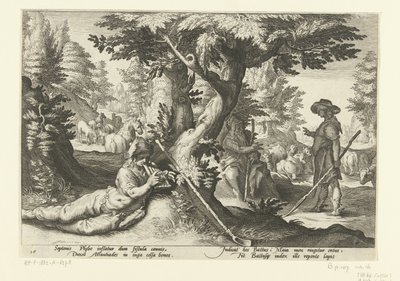 Mercurio en Battus Metamorfosis de Ovidio (título de la serie) de Hendrick Goltzius (workshop of)