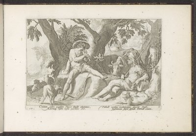 Mercury toca la flauta para Argus Metamorfosis de Ovidio (título de la serie) Recreaciones de P. Ovidius Naso (título de la serie) de Hendrick Goltzius (workshop of)