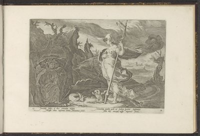 Minerva le pide a Envidia que encienda los celos en Aglauros Metamorfosis de Ovidio (título de la serie) Recreaciones de P. Ovidius Naso (título de la serie) de Hendrick Goltzius (workshop of)