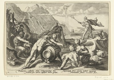 Neptuno y los dioses del río provocan una inundación Metamorfosis de Ovidio (título de la serie) de Hendrick Goltzius (workshop of)