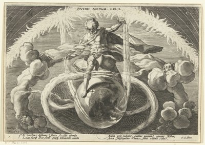 Orden en el caos Creación de los cuatro elementos. Metamorfosis de Ovidio (título de la serie) de Hendrick Goltzius (workshop of)
