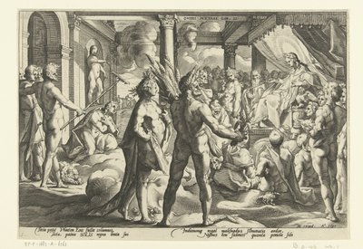 Faetón en el Palacio de Helios Metamorfosis de Ovidio (título de la serie) de Hendrick Goltzius (workshop of)