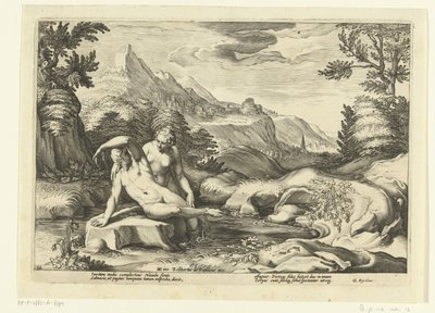 Salmacis en Hermaphroditus Metamorfosis de Ovidio (título de la serie) de Hendrick Goltzius (workshop of)