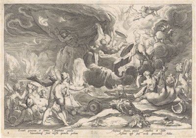 Val van Phaëthon Metamorfosen van Ovidius (título de la serie) de Hendrick Goltzius (workshop of)