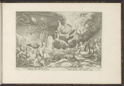 Val van Phaëthon Metamorfosis de Ovidio (título de la serie) The Herescheppingen van P. Ovidius Naso (título de la serie) de Hendrick Goltzius (workshop of)