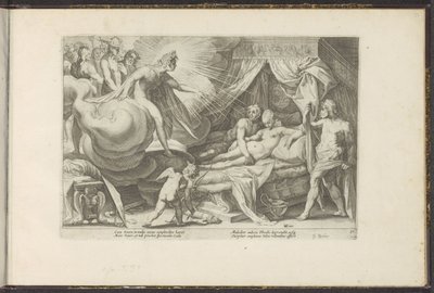 Venus y Marte atrapados Metamorfosis de Ovidio (título de la serie) Recreaciones de P. Ovidius Naso (título de la serie) de Hendrick Goltzius (workshop of)