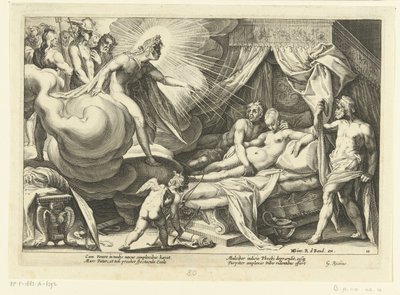 Venus y Marte desde la vista de Apolo Metamorfosis de Ovidio (título de la serie) de Hendrick Goltzius (workshop of)