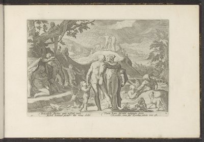 Inundación de Deucalion Metamorfosis de Ovidio (título de la serie) Recreaciones de P. Ovidius Naso (título de la serie) de Hendrick Goltzius (workshop of)