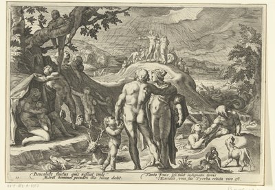 Inundación de Deucalion Metamorfosis de Ovidio (título de la serie) de Hendrick Goltzius (workshop of)