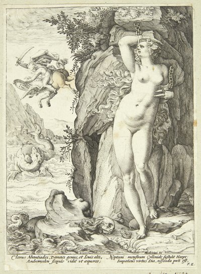 Andrómeda liberada por Perseo de Hendrick Goltzius