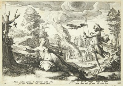 Apolo mata a Coronis de Hendrick Goltzius