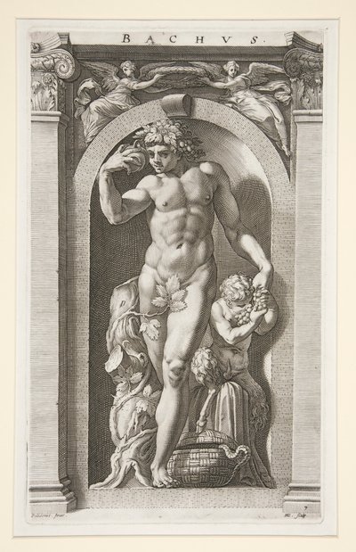Baco, #7 en una serie de Ocho Dioses Antiguos de Hendrick Goltzius