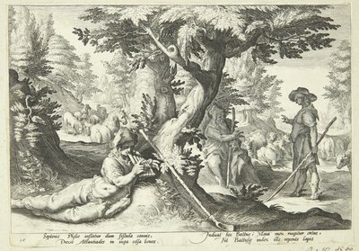 Battus se convierte en piedra de Hendrick Goltzius