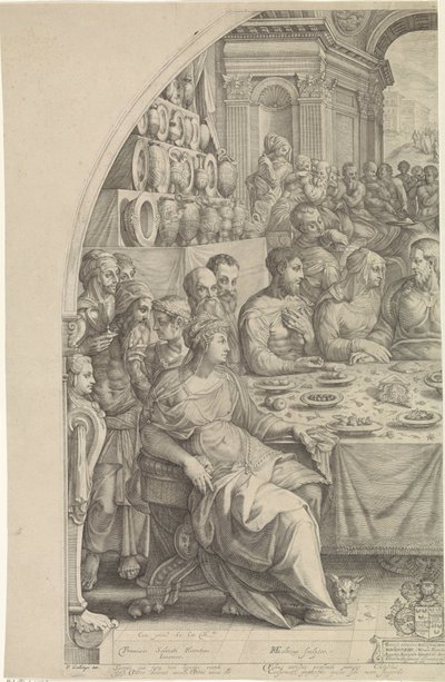 Bodas en Caná, página a la izquierda de Hendrick Goltzius