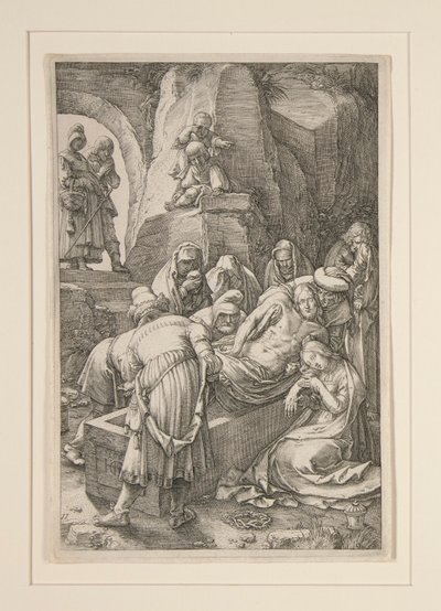 Entierro de Cristo (El Entierro), de La Pasión, #11 en una serie de 12 grabados de Hendrick Goltzius