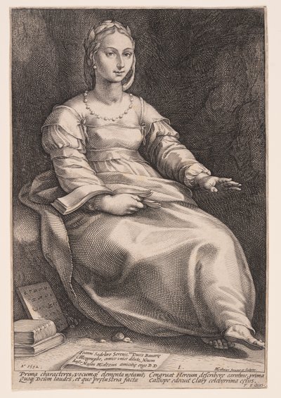 Calíope, la musa de la poesía épica y la elocuencia, de Las nueve musas de Hendrick Goltzius