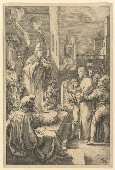 Cristo ante Caifás, de «La Pasión de Cristo» de Hendrick Goltzius
