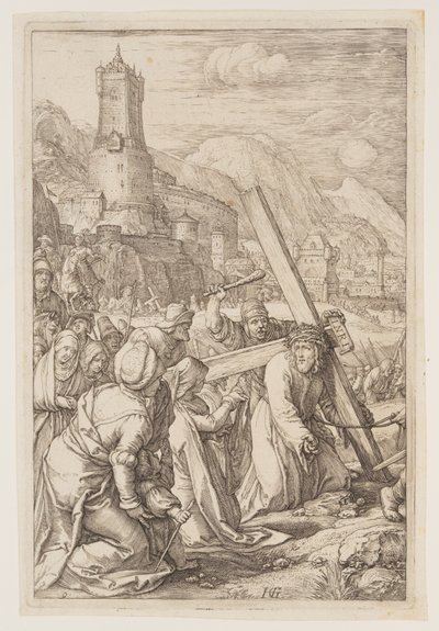 Cristo cargando la cruz, de La Pasión de Hendrick Goltzius