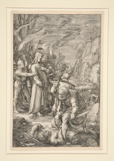 Cristo llevado cautivo (la traición de Cristo), de La Pasión, #3 en una serie de 12 grabados de Hendrick Goltzius